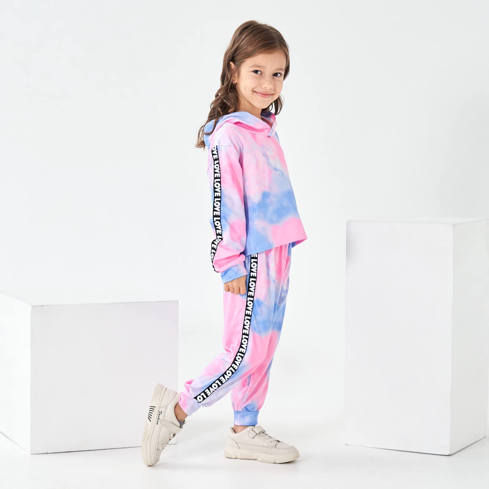 Toddler Baby Girls Clothes Long-sleeve Tie Dye Hoodie Sweatshirt Pants Hooded Outfit Set