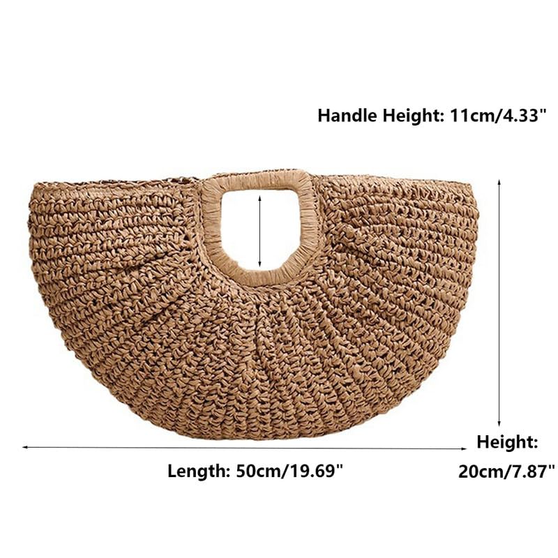 Bolsa tote tejida de paja con asas geométricas para mujer miniatura 2