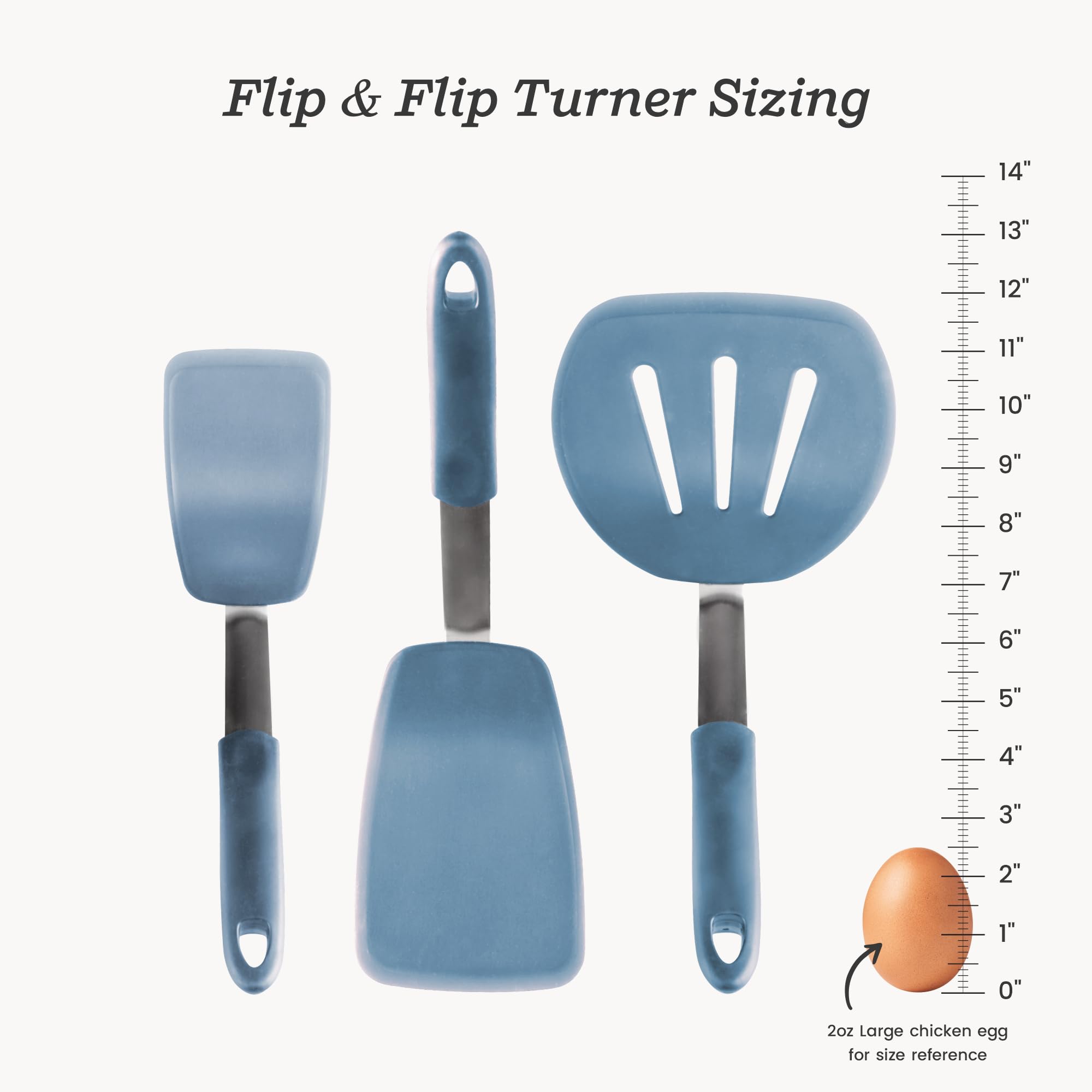 StarPack Premium Flexible Silikon Pfannenwender Set mit 3 Stück – hohe Hitzebeständigkeit bis 315 °C, hygienisches einteiliges Design, Eier, Pfannkuchen und Kekse (Blau)