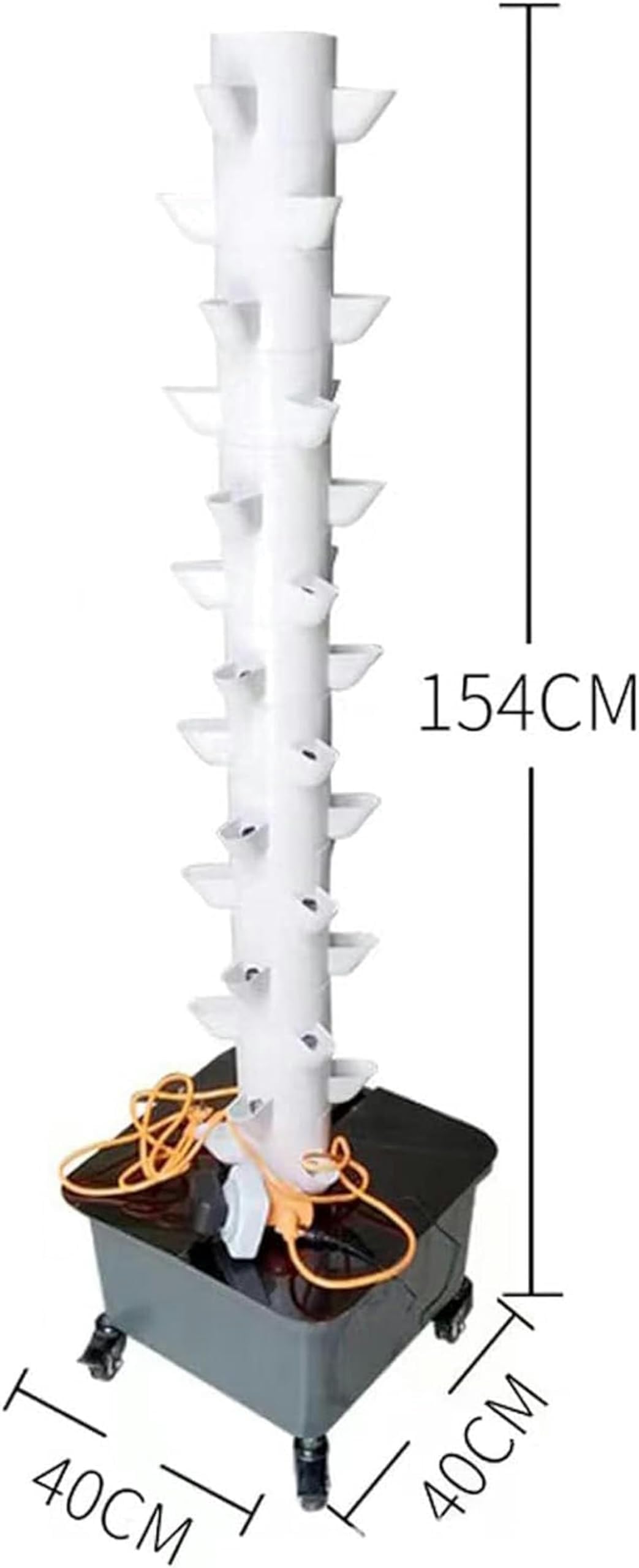 Giardino della Torre idroponica, 15 Piani 45 Fori Sistema di Coltivazione idroponica, per Erbe Interne, Frutta e Verdura - Torre aeroponica con Pompa idratante, Adattatore, pentole Nette