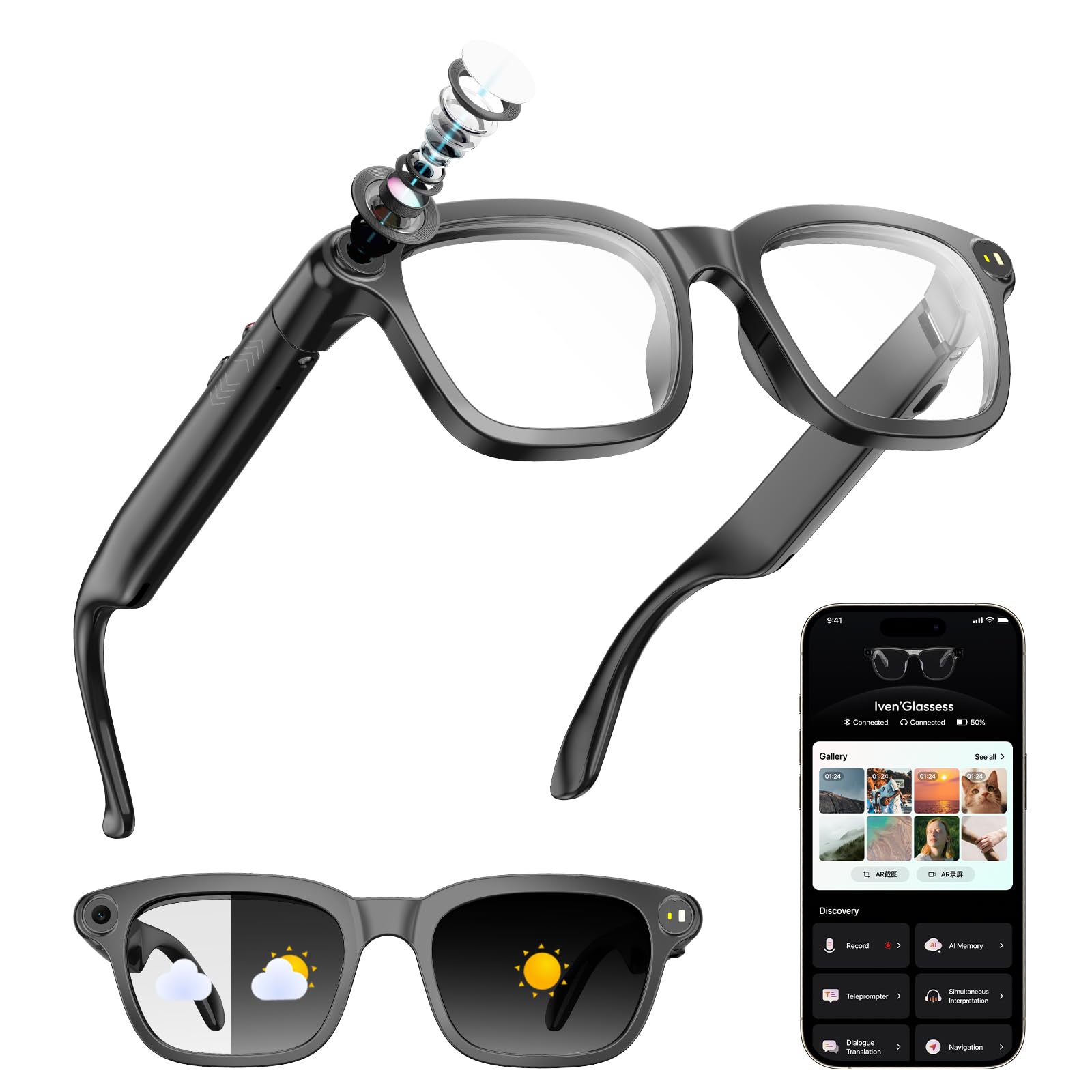 Amazon.com: PEJE AI Smart Glasses with Camera,8MP HD Camera