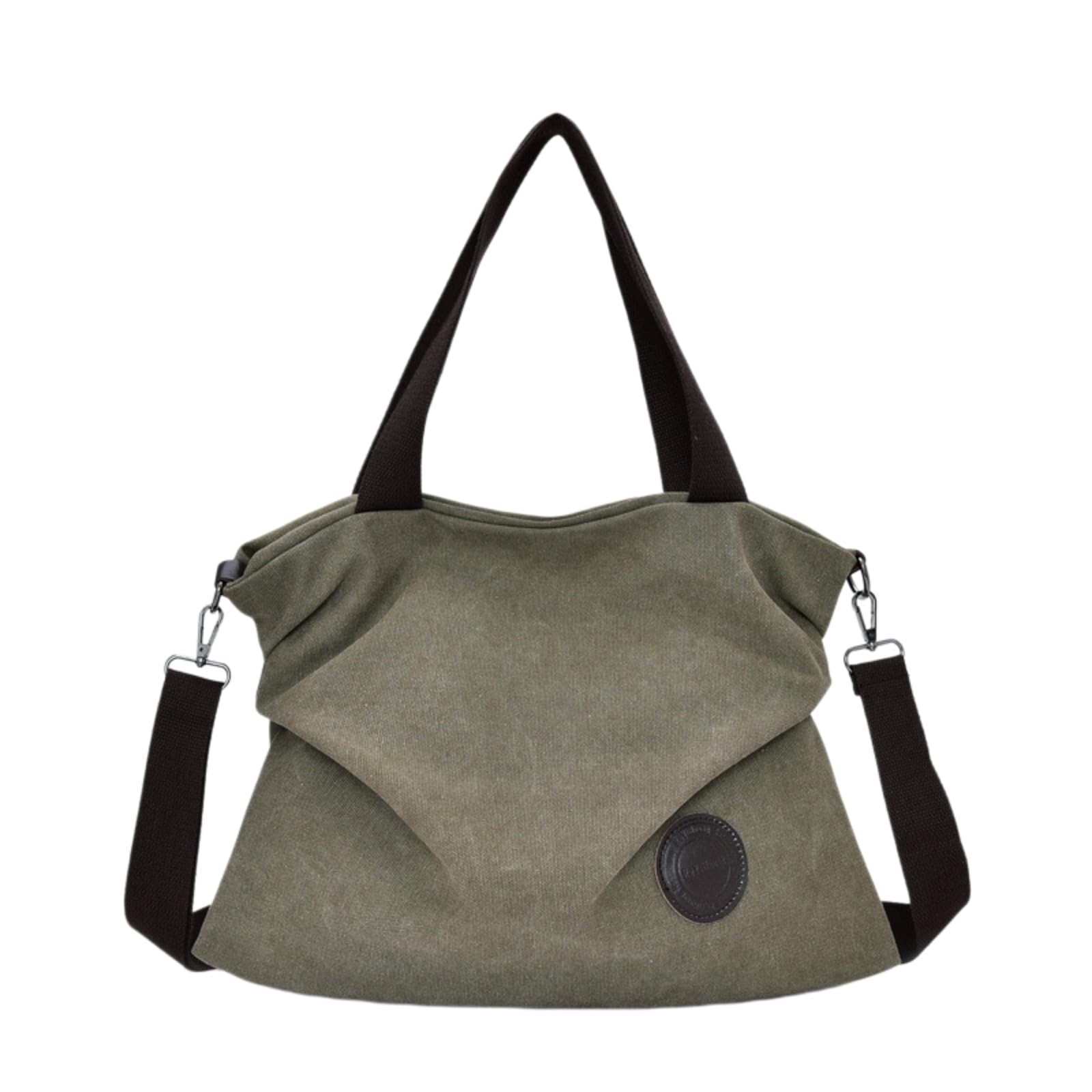 Sac portable multi-compartiment en toile souple verte grand volume de style artistique