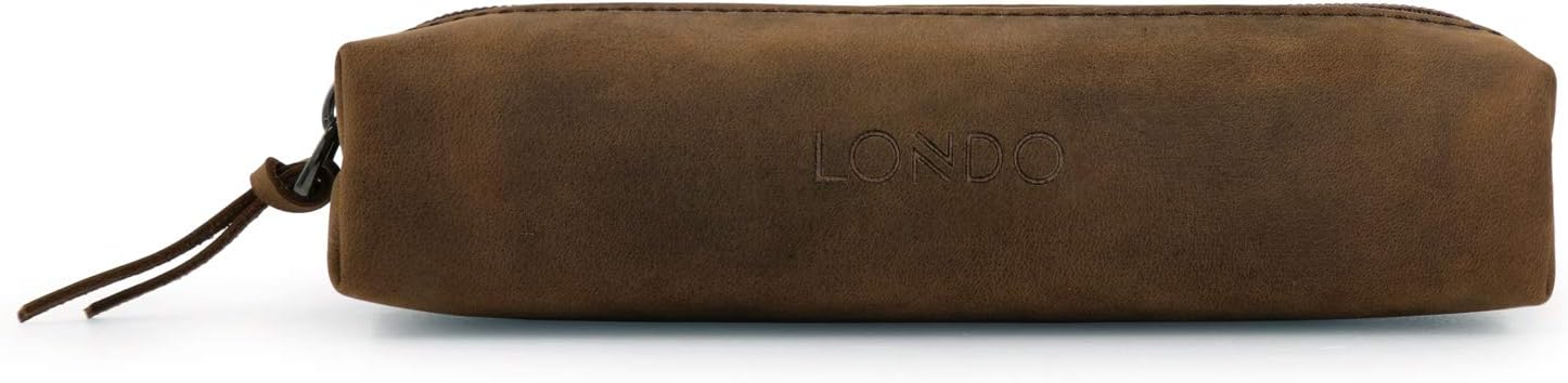 Londo Genuine Leather Zipper Pen, Pencil & Cosmetic Case