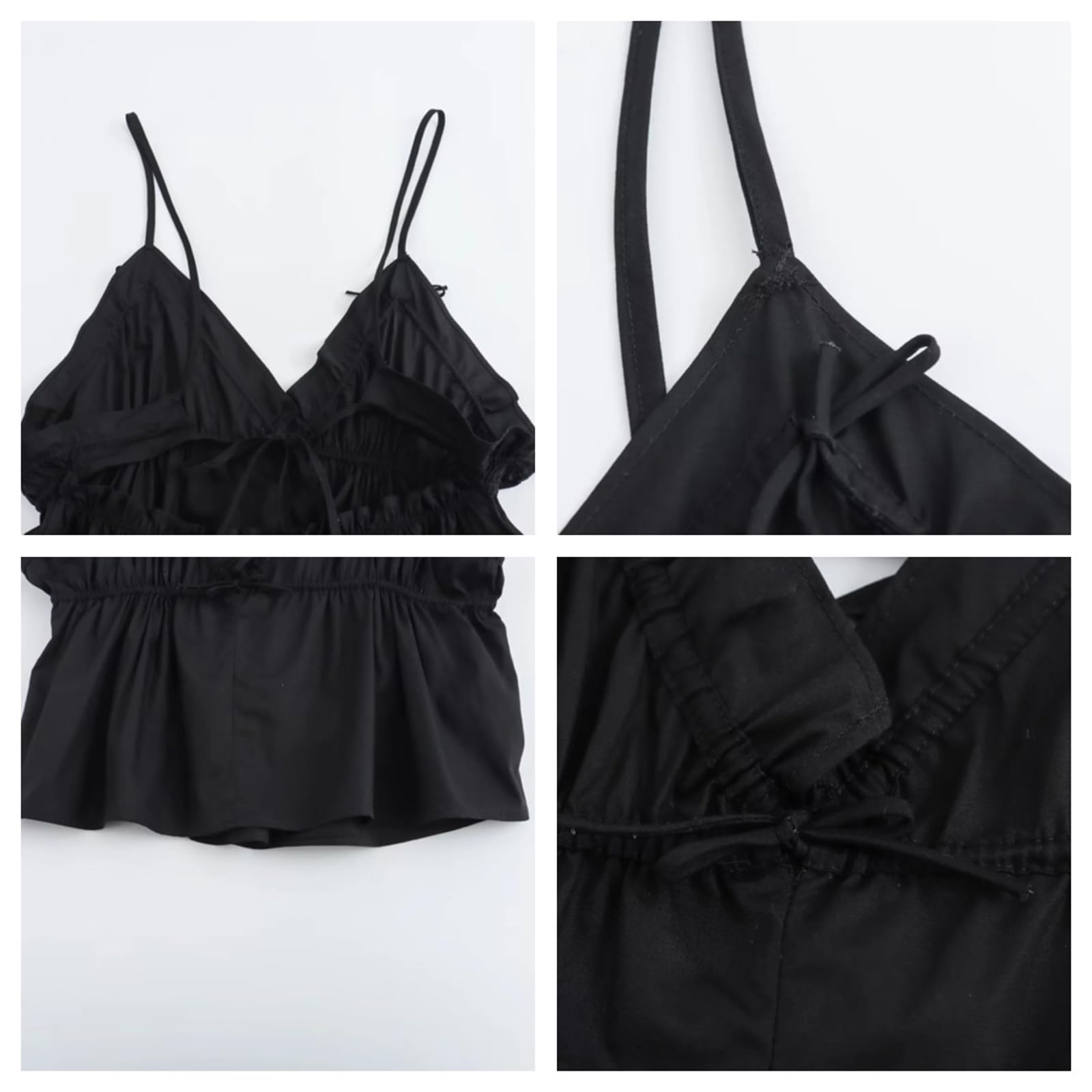 Femmes Sexy Débardeur Spaghetti Bretelles V Col V Sans Manches Sans Manches Cropped Lace Up Cami Top