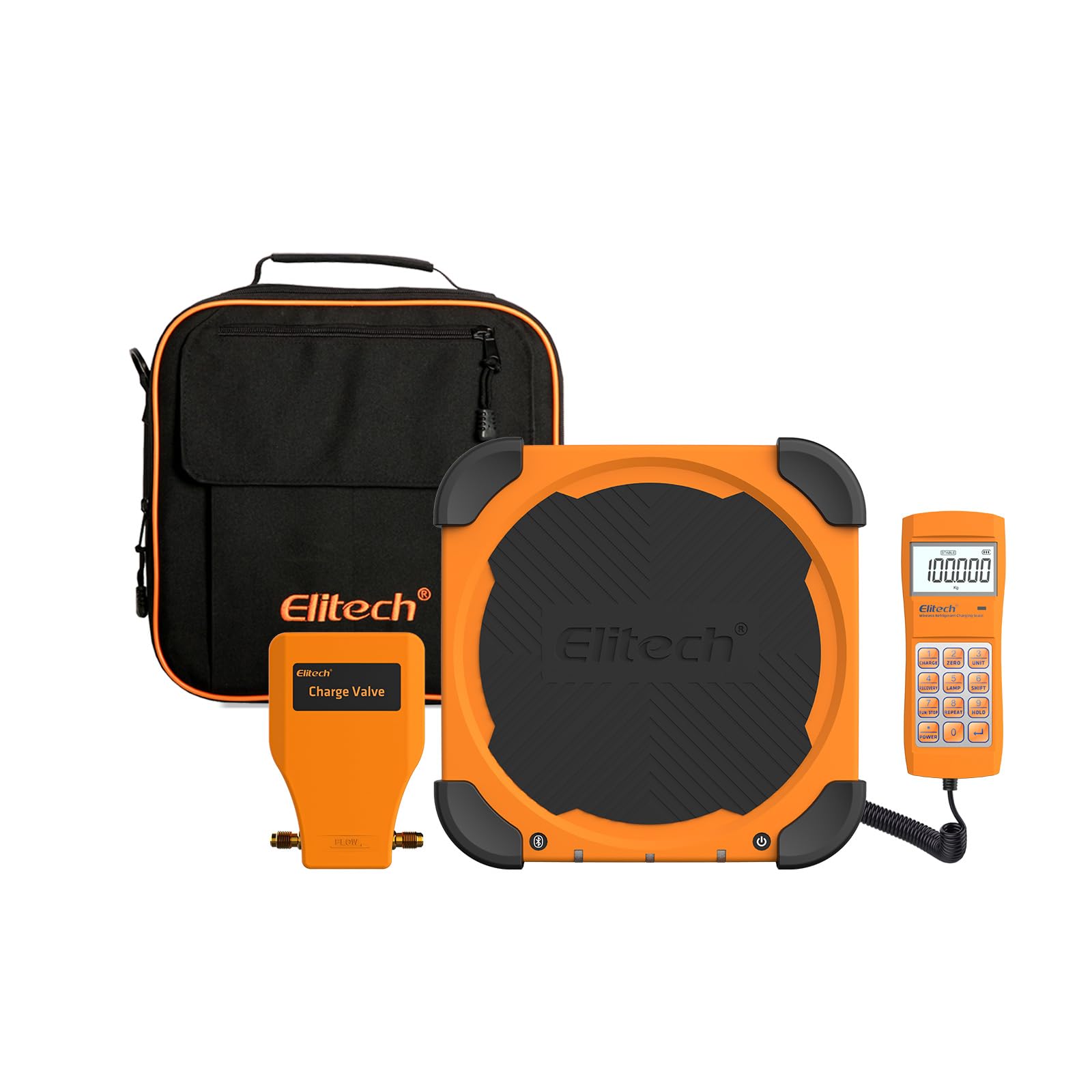 Elitech LMC-300 Electronic Refrigerant Charging/Recovery Scale HVAC A/C with Charging Valve,Weight Scale 220lbs/100kgs
