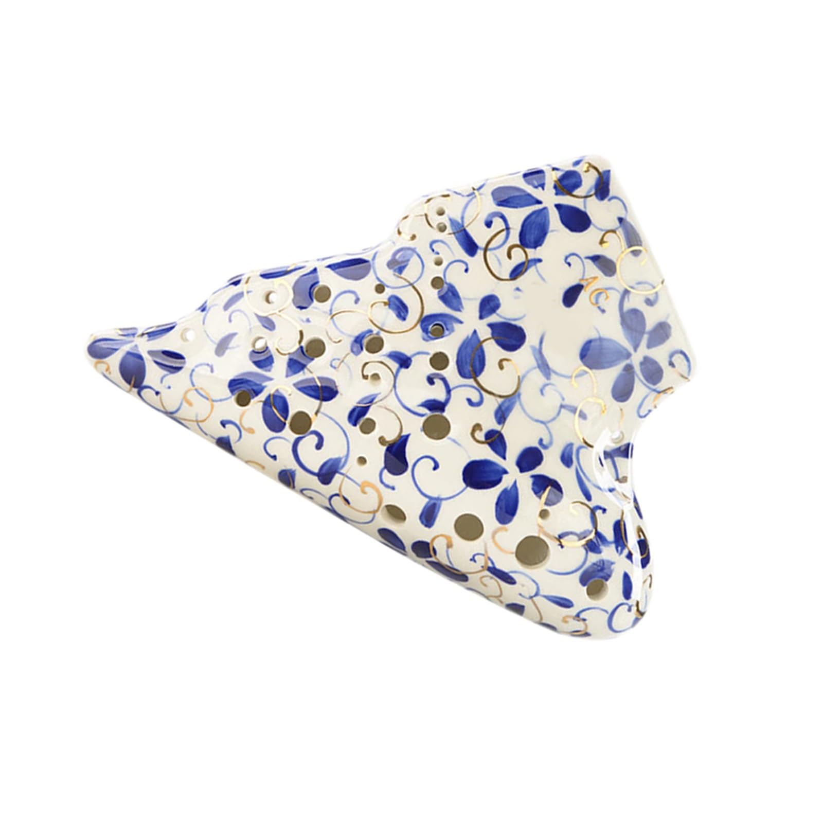 Instrumento Ocarina Alto C Key Ocarina Cuatro Tubos Porcelana Azul Y Blanca 12 Agujeros