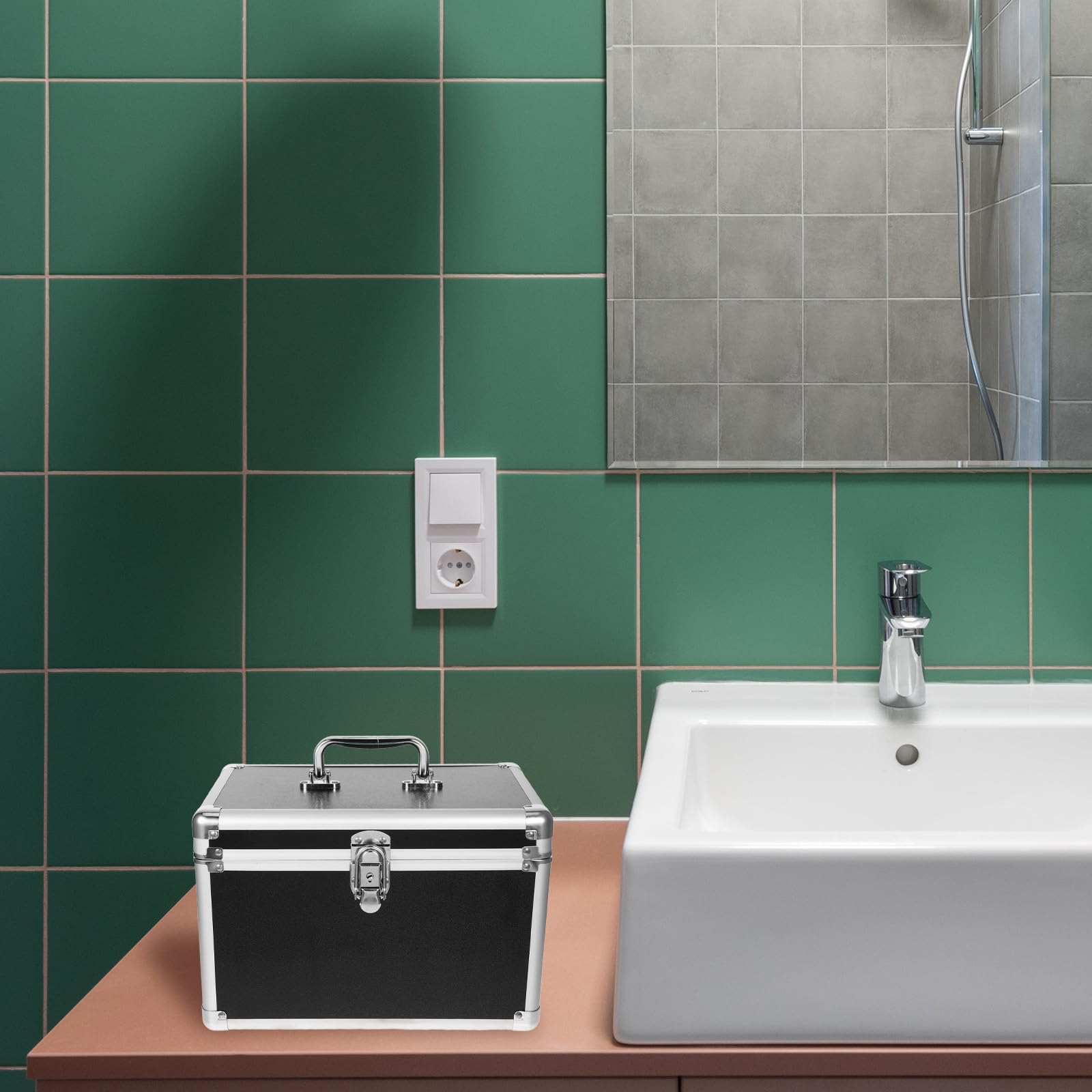Caja Organizadora de Maquillaje Grande con Cerradura Segura Maletín de Viaje para Cosméticos Multifuncional Organizador de Belleza Resistente para Tocador y Baño