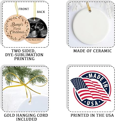 Miniatura 7 de TheUnifury - Adorno de embarazo personalizado para bebé 2024, adorno de ultrasonido, adorno de anuncio de embarazo, adorno de madera para el primer