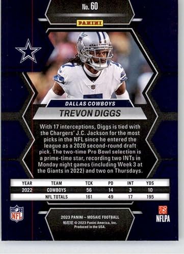 Miniatura 2 de 2023 Panini Mosaic #60 Trevon Diggs Dallas Cowboys Official NFL Football Card in Raw (NM or Better) Condition