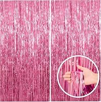 2 Pack Pink Backdrop Party Decorations Tinsel Curtain Party Backdrop Foil Fringe Birthday Decorations Photo Booth Streamer Backdrop Pink Theme Bachelorette Graduation Decor