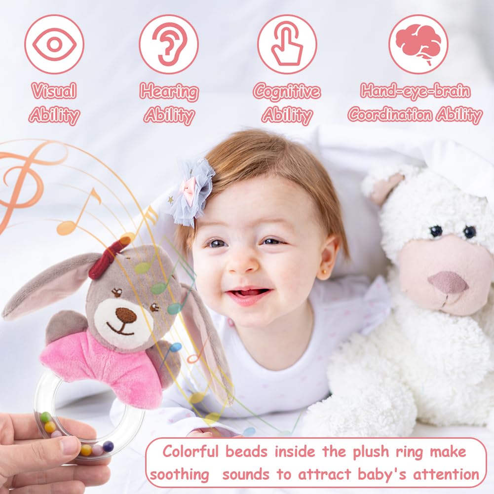 HAGOT 3PCS Baby Soft Rattle Sensory Toys, Baby Rattle Toys 0-12 Months, Newborn Baby Rattle - Image 4