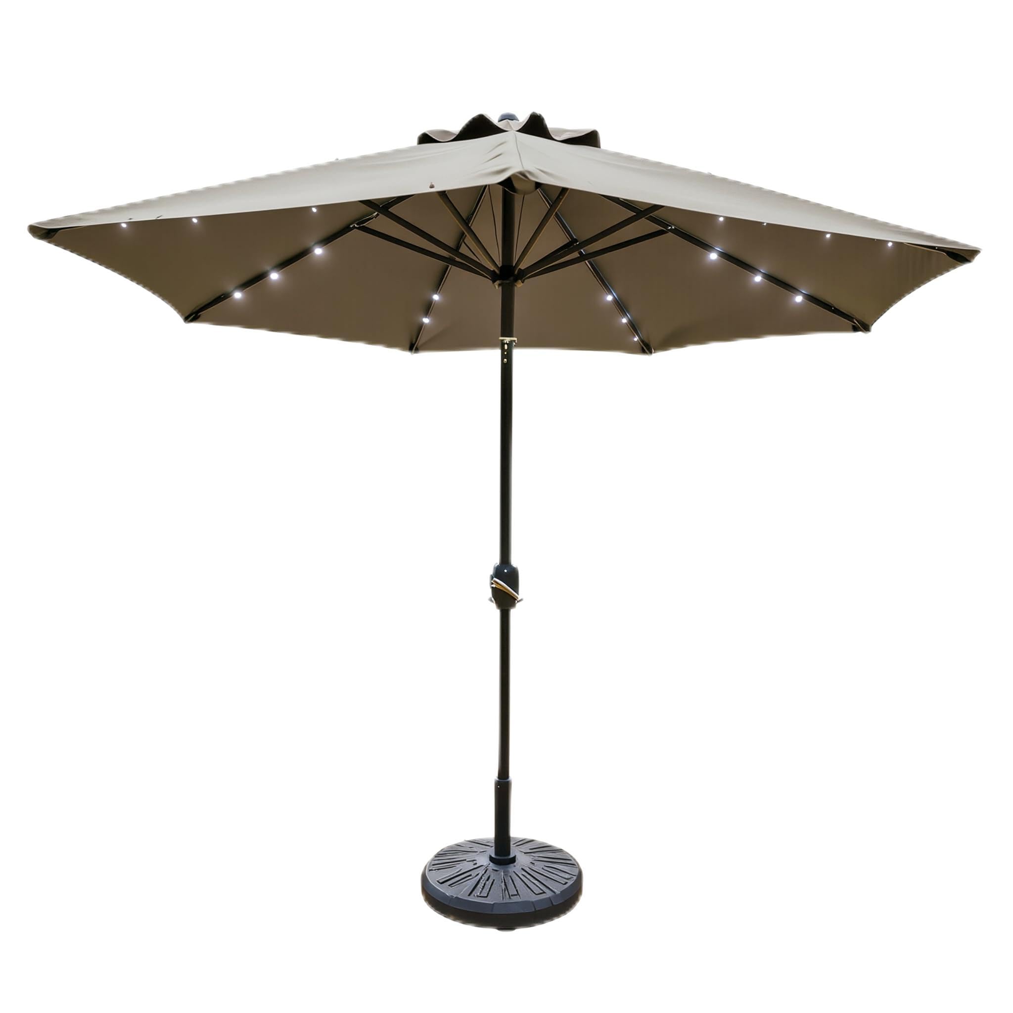 Ombrellone da Giardino BALì 3 Metri Inclinabile con Luci LED Solari Integrate – Protezione UV80+ – Apertura a Manovella Push-Button – Struttura Acciaio Verniciato – Parasole Terrazzo Piscina Dehors