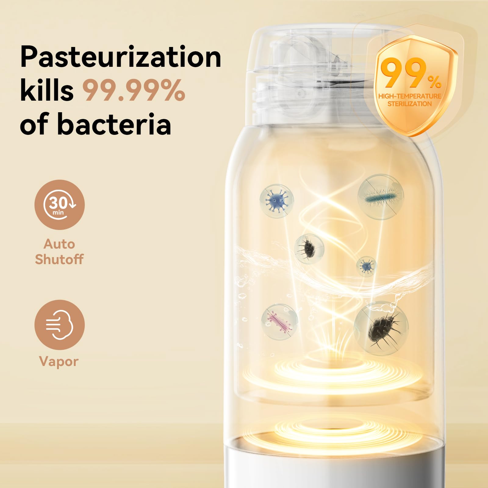 Chauffe-biberon portable pour voyage, 36,7 °C à 55 °C, contrôle précis de la température, chauffe l'eau ou le lait, chauffage rapide et isolation de 24 heures avec batterie de 10 400 mAh, capacité de