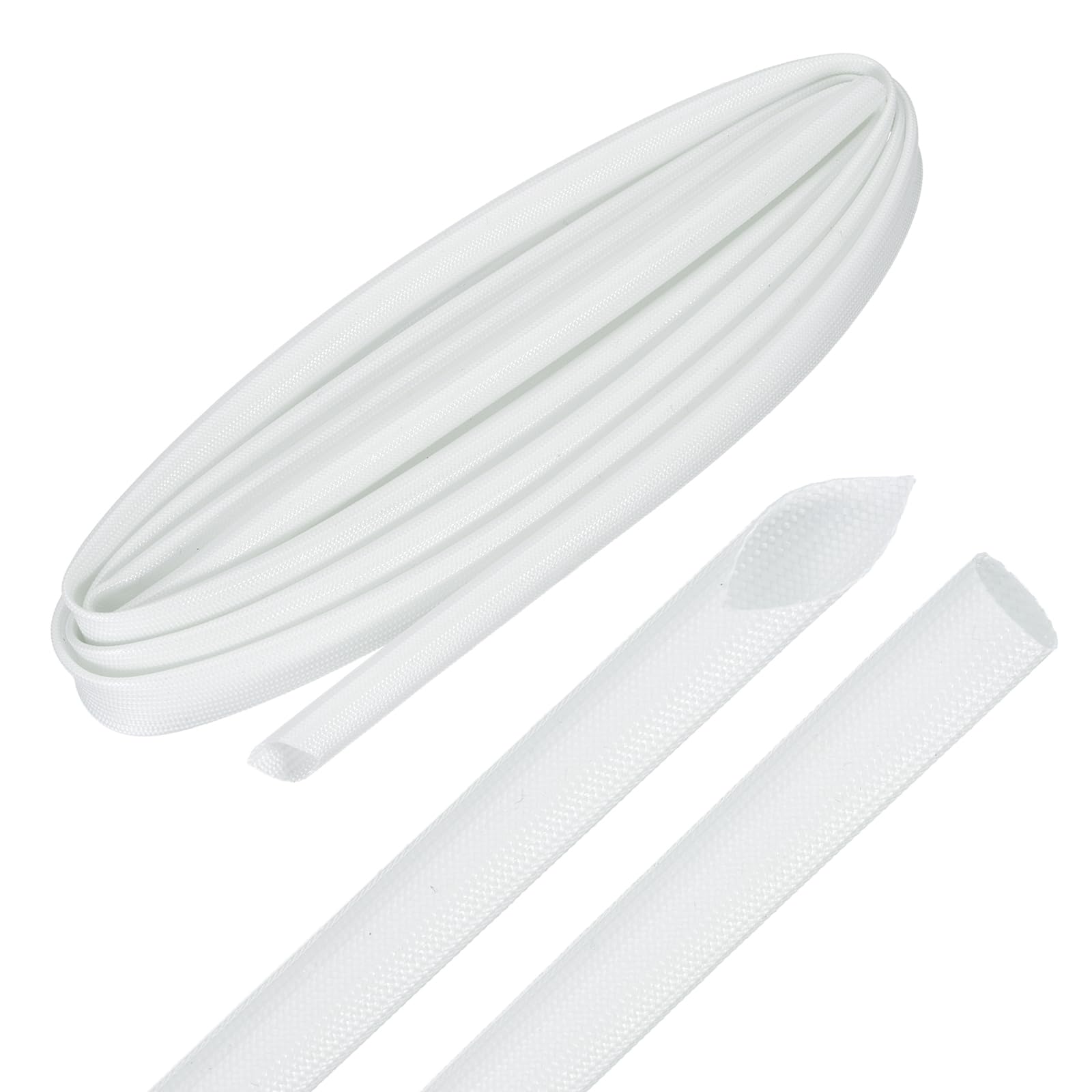 sourcing map 10ft Braided Cable Sleeve, 8mm / 5/16" ID 200C High Temperature 1500V Fiberglass Wire Insulation Cord Protector Organizer Wires Management for Motor Engine Fuel Line, White