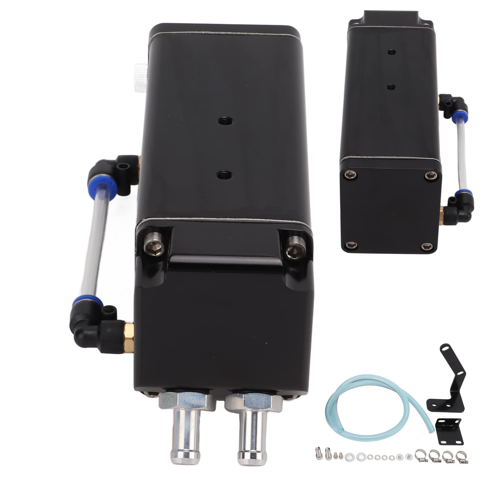 Tbest Oil Catch Tank Kit, Motoröl Catch Can Kit 750ml Fassungsvermögen Aluminiumlegierung Ersatz für Camaro(Schwarz)
