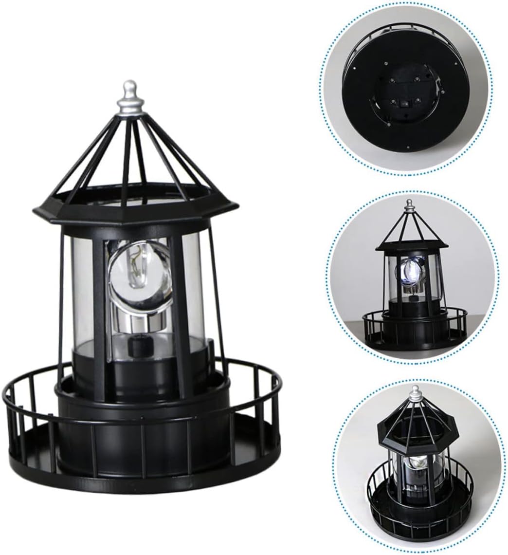 DOITOOL Led Solar Revolving Lighthouse Light Outdoor Rotating Landscape Lamp Waterproof Solar Powered Lantern for Garden Patio Yard Decoration