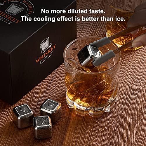 Mimitoou Whiskey Glasses, Whiskey Stones Gift Sets For Men Sets Includes Whiskey Rocks Glasses With Reusable Stainless Steel Ice Cubes For Men/Women, Christmas Stocking Stuffers #TOP2
