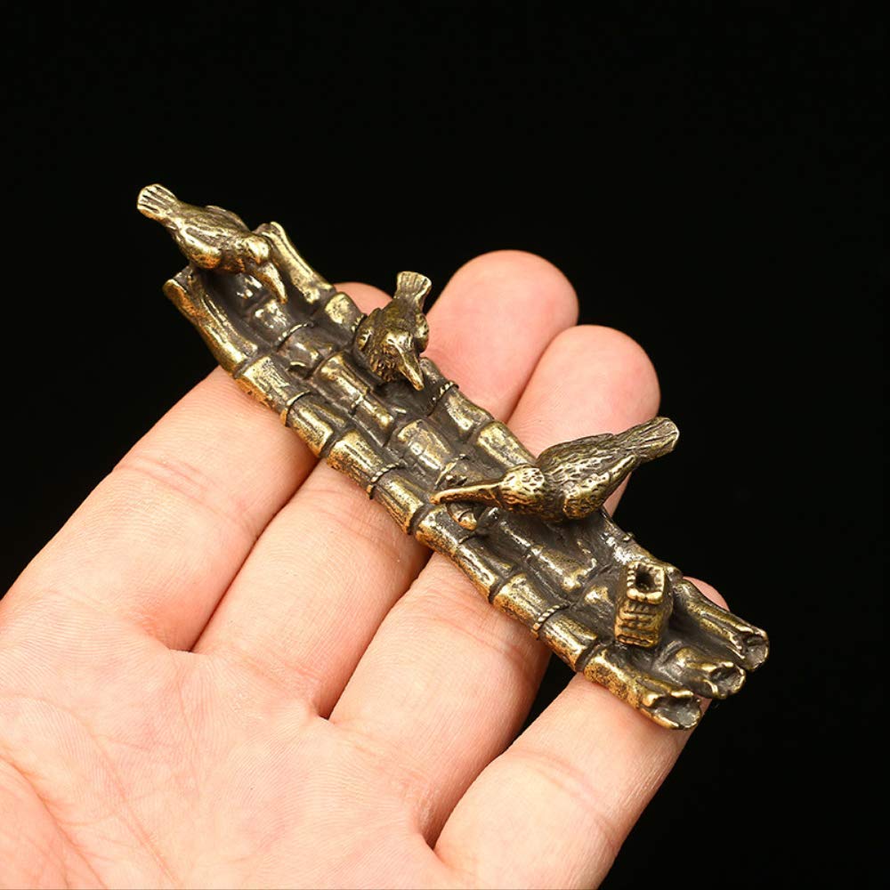 Rzeźba z czystej miedzi wędkarstwo ptaki statuetka kadzidło uchwyt miniaturowe figurki dekoracje mosiężne rękodzieło ozdoby na biurko do salonu