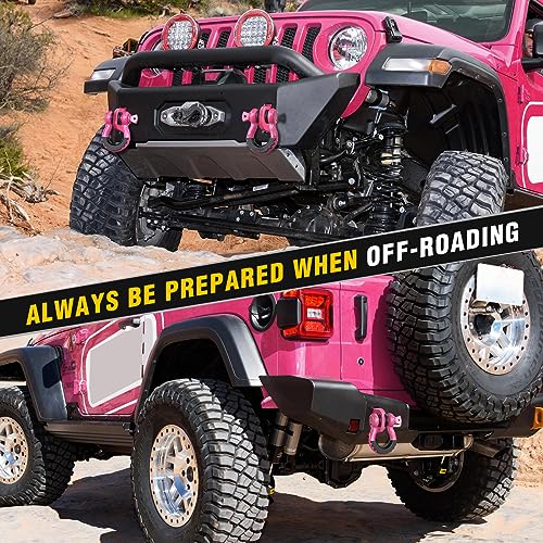 Image of Nilight 2 Pack 3 /4 inch D-Ring Shackle with 7 /8 inch Screw Pin 41,887lbs Break Strength, Heavy Duty Off Road Recovery Shackle with Isolators Washers for Use with Tow Strap, Winch, Off-Road Truck Vehicle