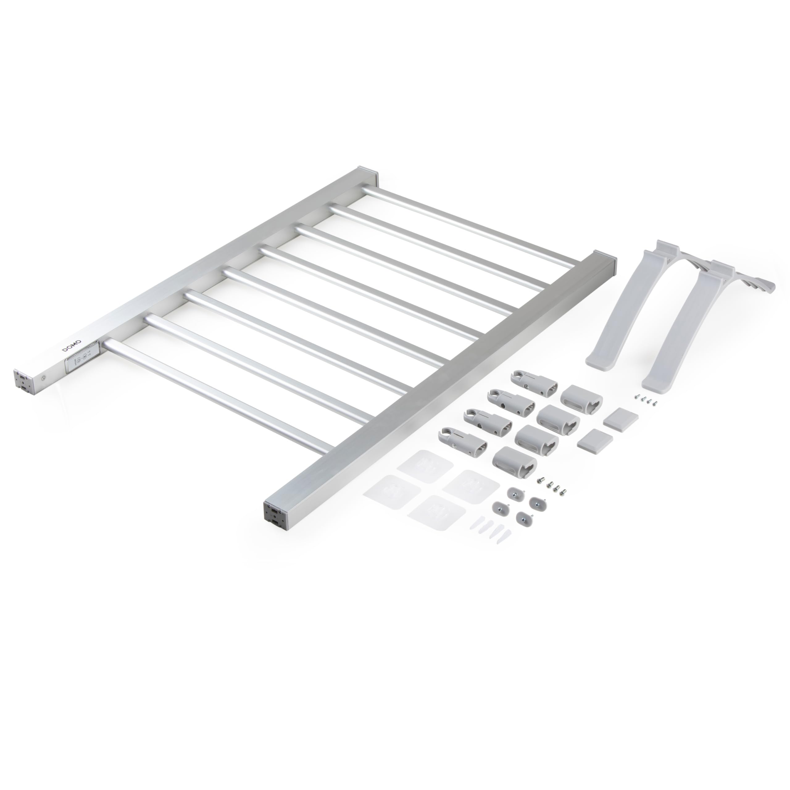 DOMO DO7117DR Elektrischer Wäscheständer - Mit Zeitschaltuhr - 4X schneller als EIN traditionelles Trockengestell - Inklusive Wandbefestigung - 8 beheizte Rohre aus Aluminium - 150W