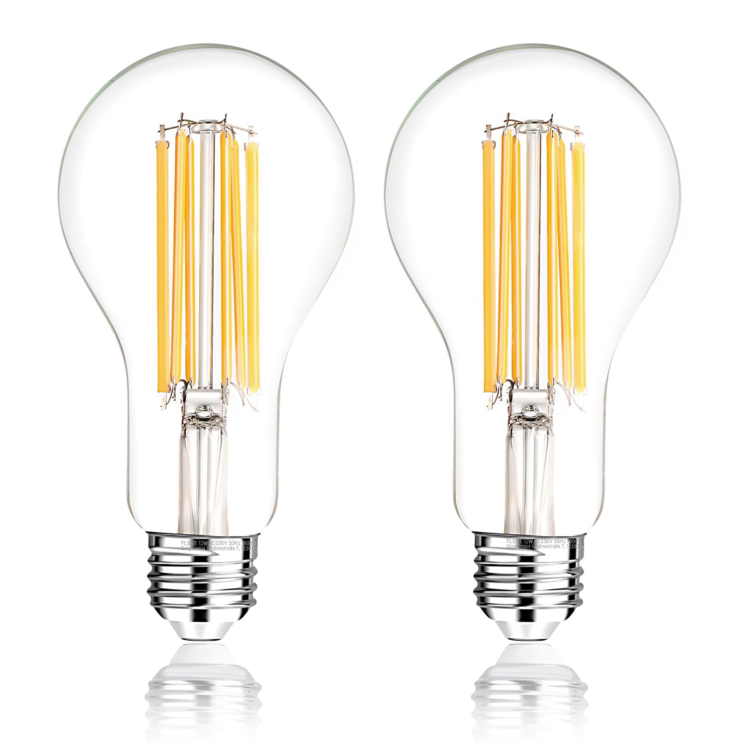 FLSNT E27 Screw Bulb 200W Equivalent, 3000LM Ultra Bright Edison Screw Bulb, 18W A70 LED Cool White Light Bulbs, 4000K Cool White, Non-Dimmable, Clear Glass, Pack of 2