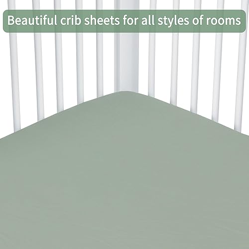 Miniatura 34 de Sábanas de cuna de bebé para niños y niñas, paquete de 2 sábanas ajustables para cuna estándar y colchón de niño pequeño, sábana de microfibra suave