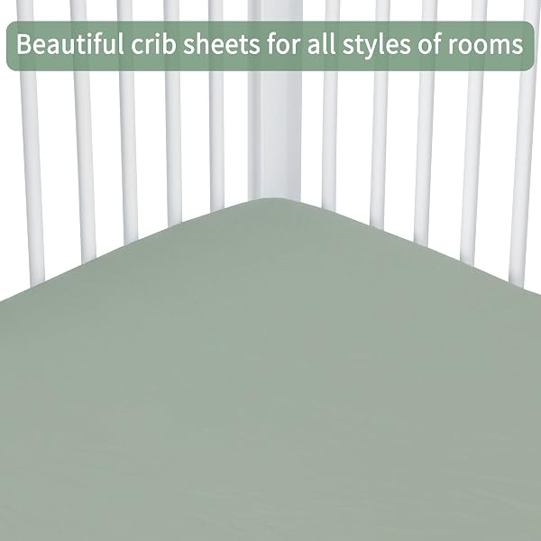 GUNTAIL Baby Crib Sheets for Boys Girls, 2 Pack Fitted Crib Sheet for Standard Crib and Toddler Mattress, Soft Microfiber Baby Sheet 52x28x8in (Brown & Green) - 4