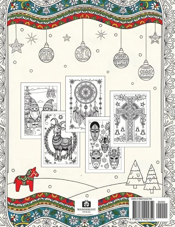 FOLK CHRISTMAS MAGIC - Coloring Book for Kids, Teens & Adults: Cute, Cozy Activity Book with Festive Patterns, Cultural Designs & Ornamental Holiday ... - Perfect Birthday Gift for Art Lover image 3