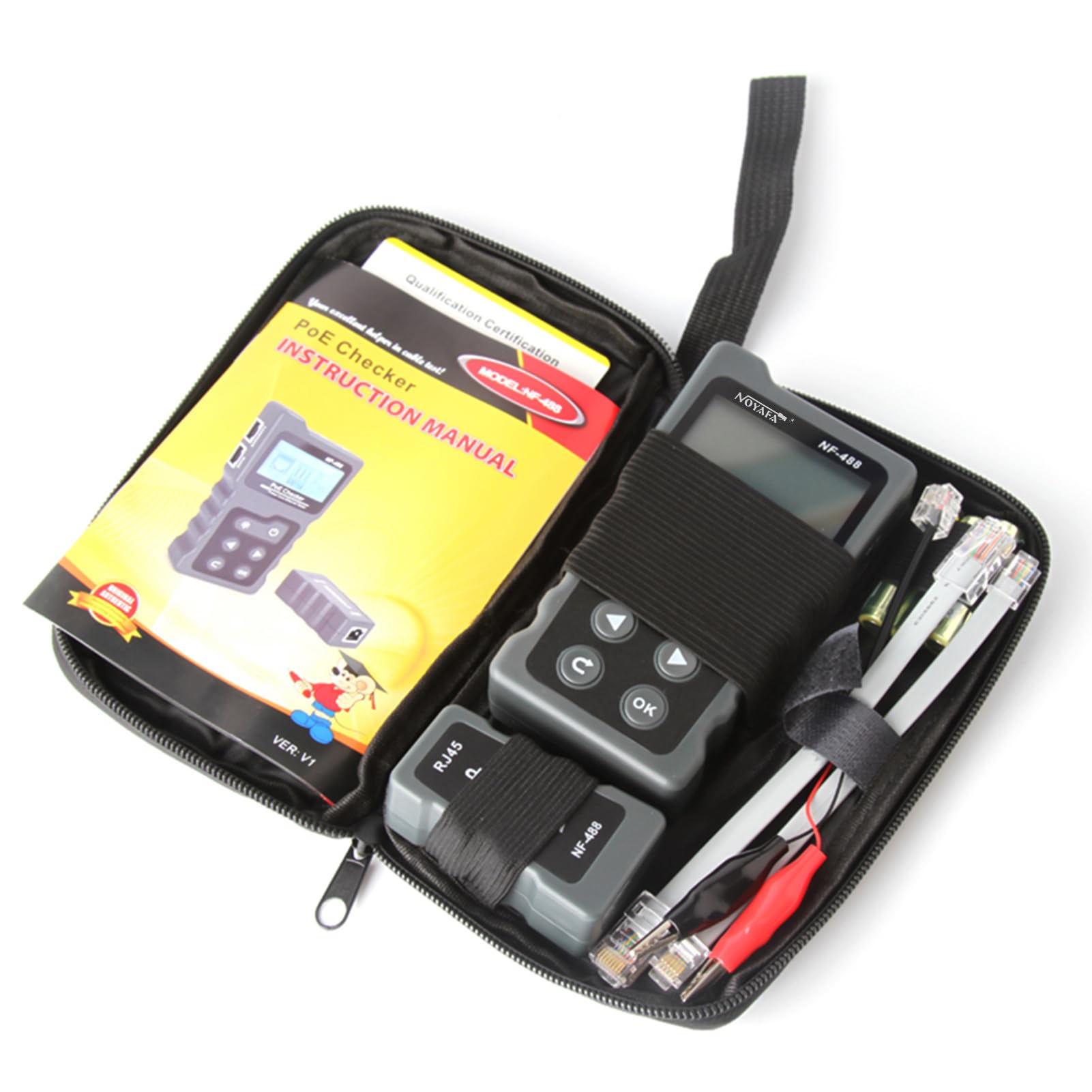 Tester per cavi di rete LCD multifunzionale PoE Checker Tester di tensione e corrente PoE in linea con tester per cavi