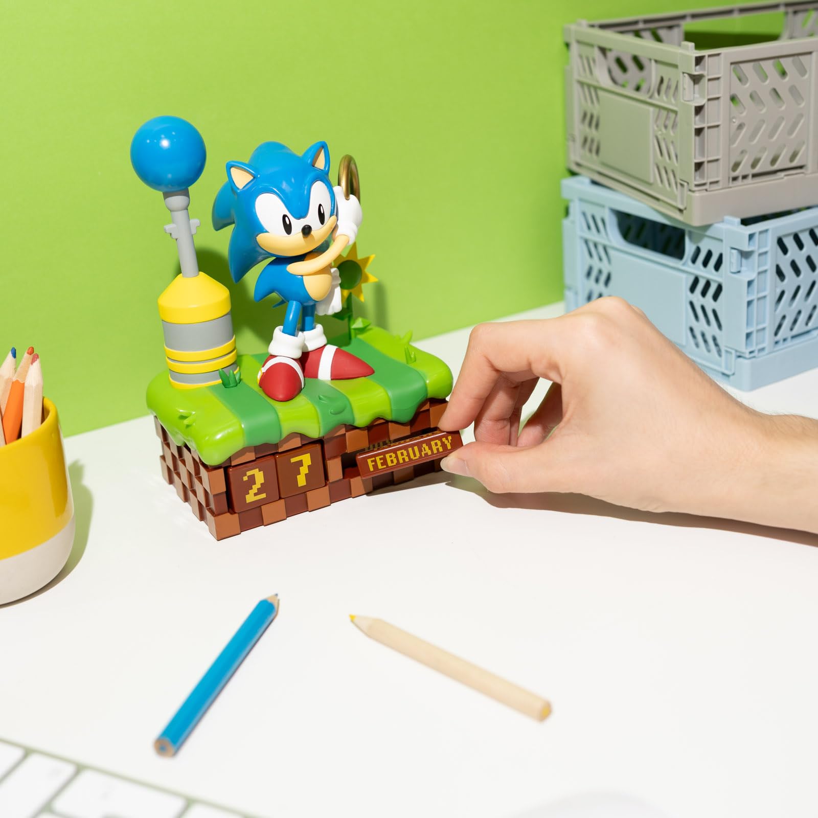 Calendario Perpetuo Sonic 3D - Juguete Sonic : Figura para Decoracion Habitacion Gamer │ Calendario sobremesa para niños y adultos - Regalo para Fans (8,6x19 cm)