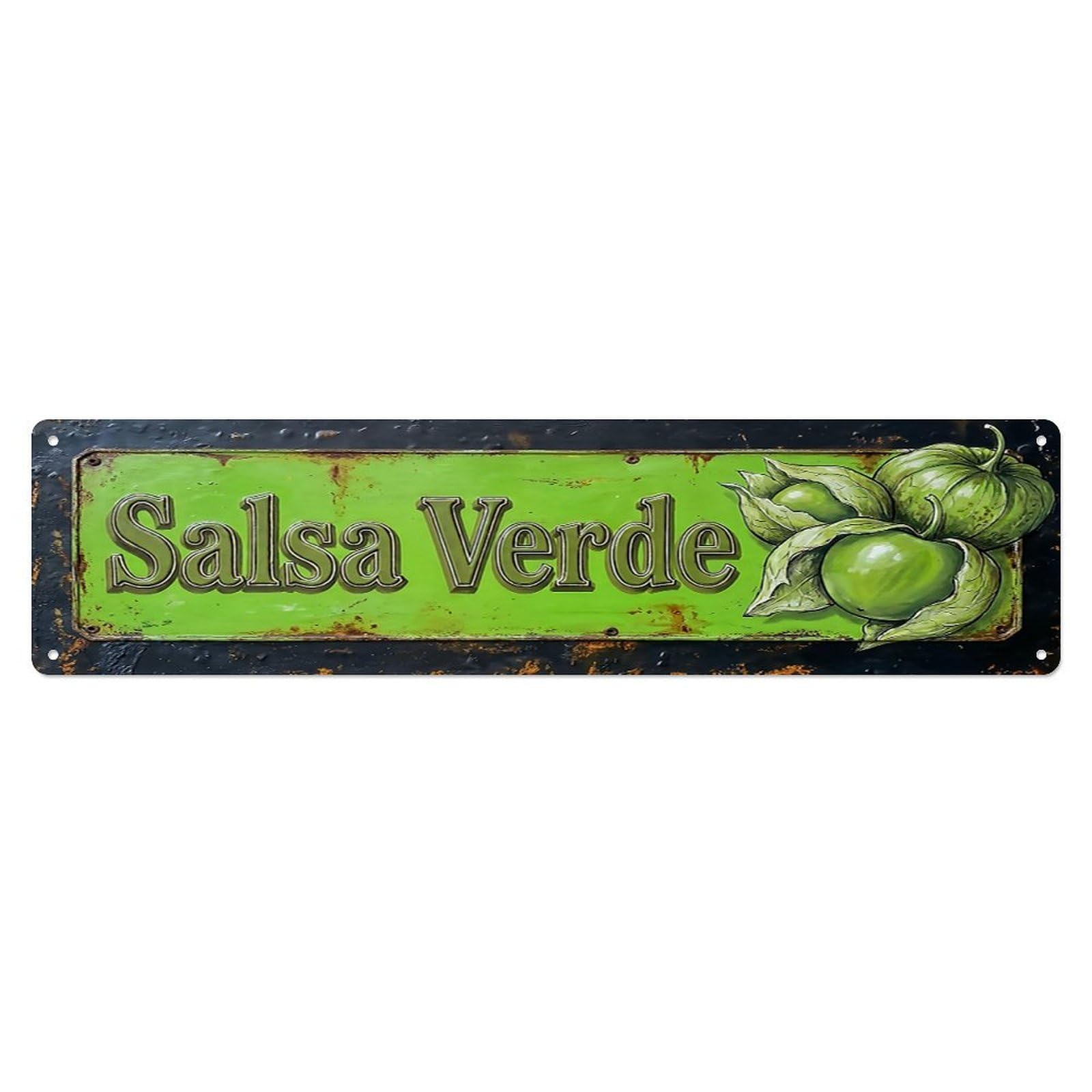 Vintage Salsa Verde Spicy Farmhouse Metal Tin Sign
