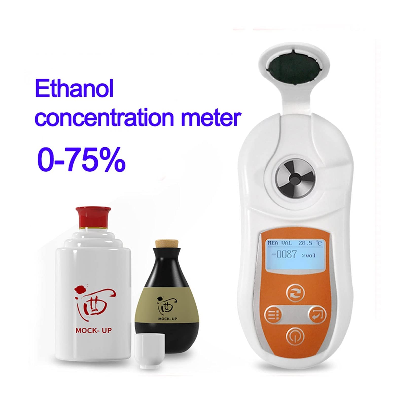 EDEDE Refraktometer, Digital Alkoholkonzentrationsmessgerät, Ethanol-Konzentrations-Tester-Alkohol-Kraftprüfgerät nur for Wein ohne Farbe für Weinherstellung, Bierbrauen, Obst, Zuckergehal