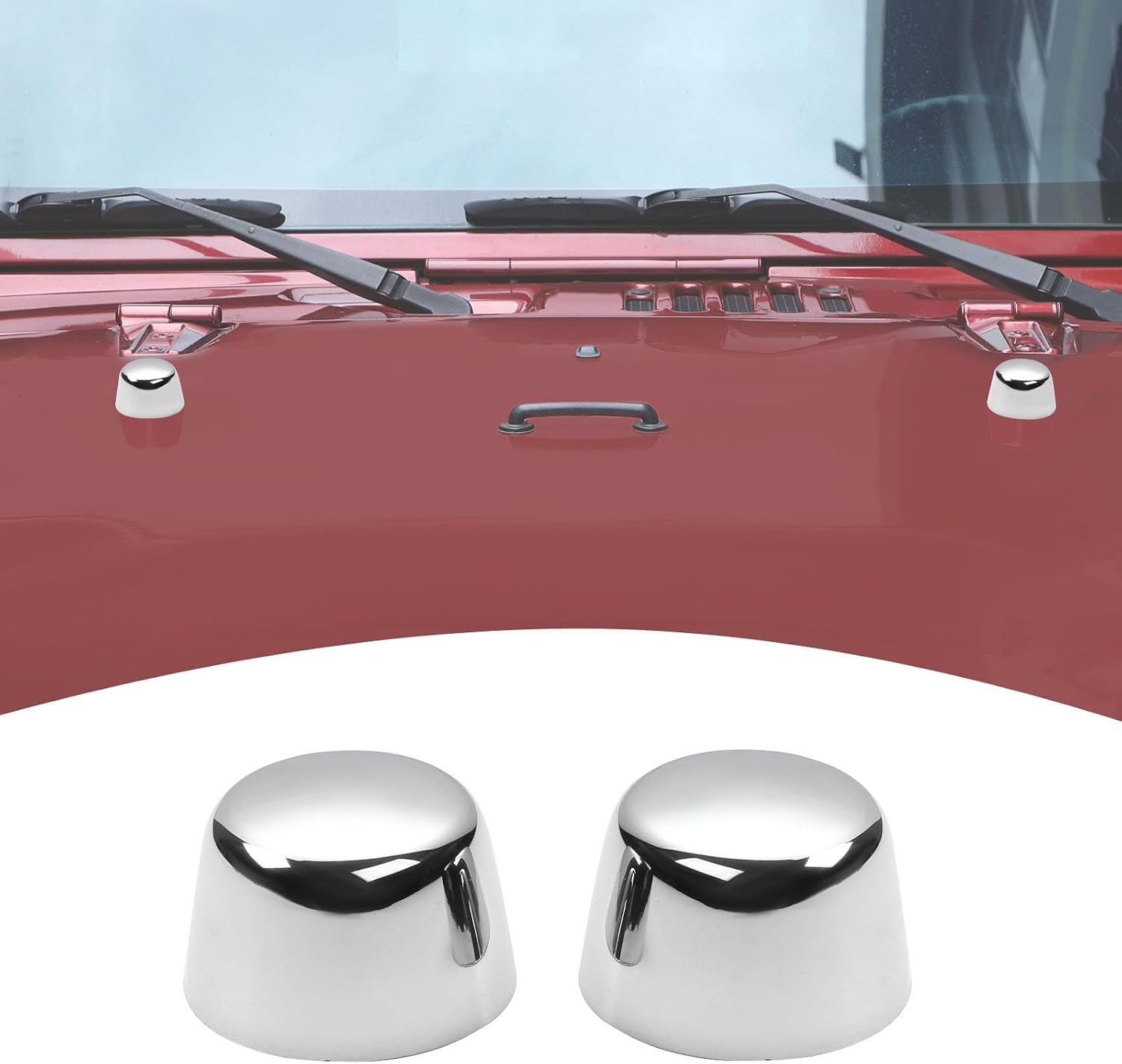 for Jeep JK Hood Rubber Bumper Stops Trim Cover for Jeep Wrangler JK JKU 2007-2017 Chrome Exterior Accessories 2pcs
