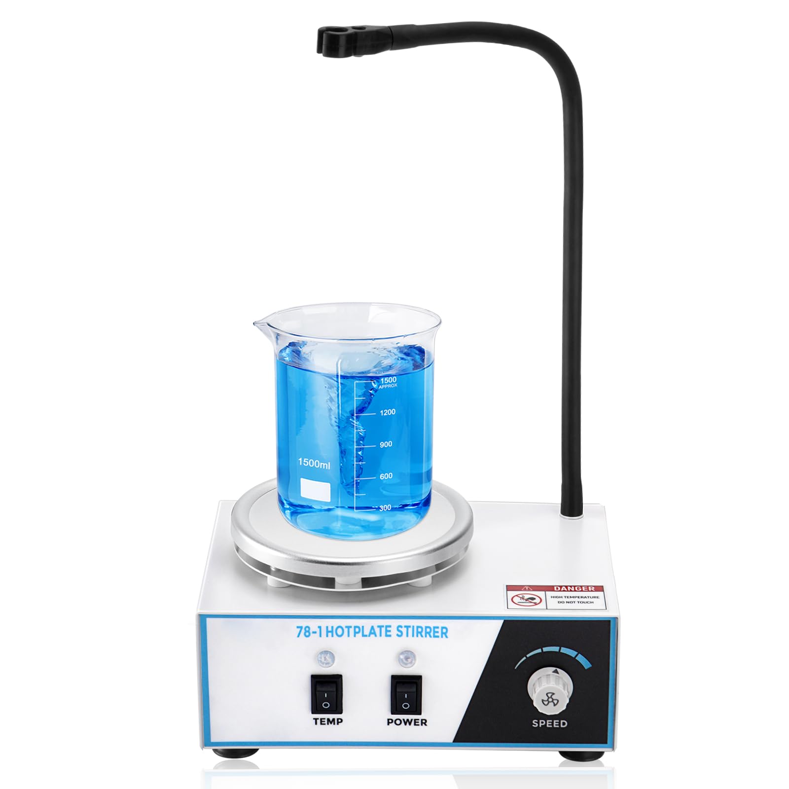 Agitatore magnetico con piastra riscaldante da 1,5L, 100-2600 giri/min, 280°C, 120mm con sensore PT1000, supporto pieghevole, agitatore magnetico con piastra riscaldante, miscelatore