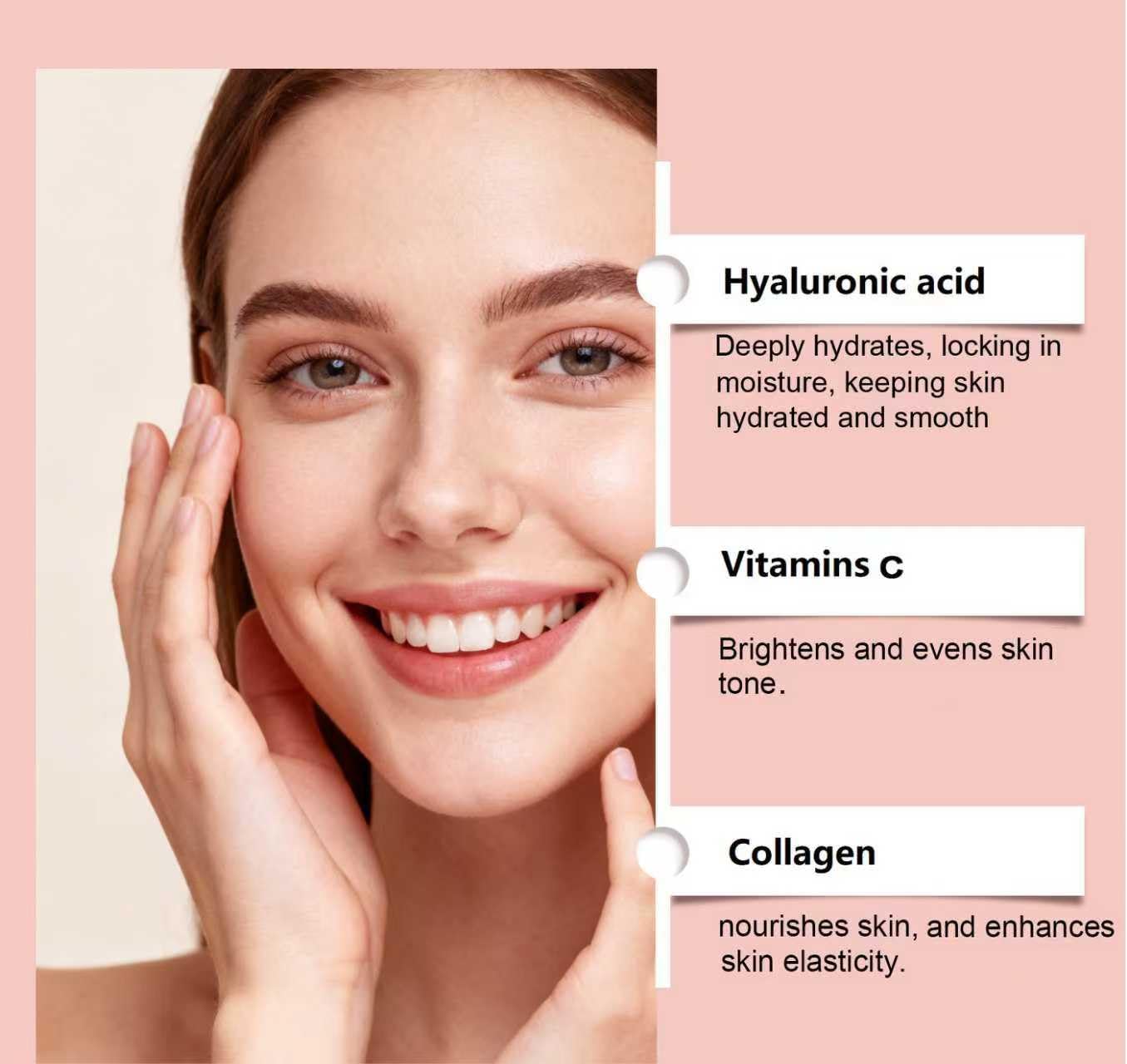 Siero viso anti-età 5 in 1, siero rassodante antirughe per migliorare l'elasticità della pelle, ridurre linee sottili e rughe, schiarire le macchie scure e idratare la pelle spenta (9PCS)