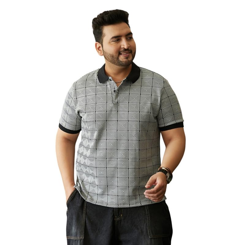 instafab Plus Men's Polo T-Shirt for Casual Wear | Polo Neck | Short Cuffed Sleeves | Half-Button Closure | Plus Size T-Shirt Crafted with Comfort Fit for Everyday Wear-picture-12