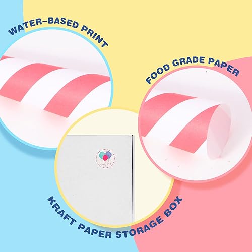 Miniatura 10 de Candy Park - Conos de algodón de algodón de alta calidad, paquete de 50 unidades, rayas pastel, conos de papel multicolor para máquinas de algodón