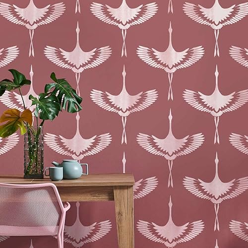 Miniatura 3 de Plantilla de pared Flying Cranes, plantillas de pared grandes para mejoras del hogar, prueba plantillas de pared reutilizables en lugar de papel