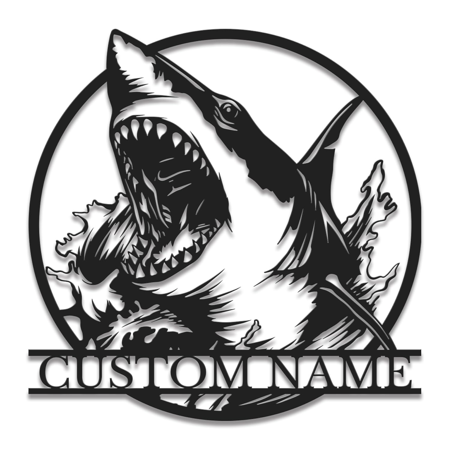 Gewasi Style-6 Personalized Shark Metal Wall Art - Custom Name Ocean Decor For Bedroom Or Man Cave - Marine Lover Gift (Style-6)