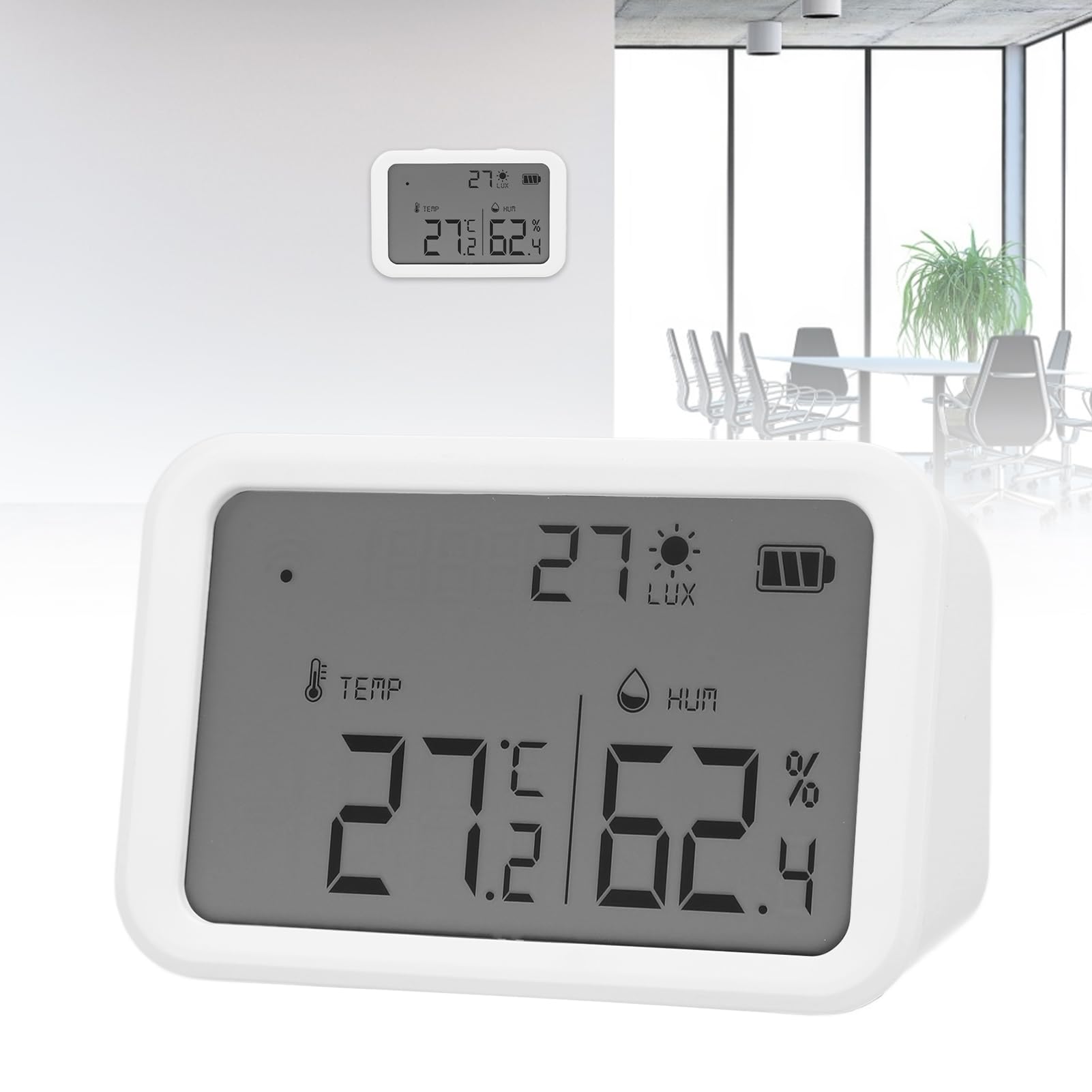 Sensor climático Inteligente, Sensor Inteligente con Pantalla LCD para Tuya Zigbee Temperatura Humedad Luz 3 en 1 Dispositivo de grabación