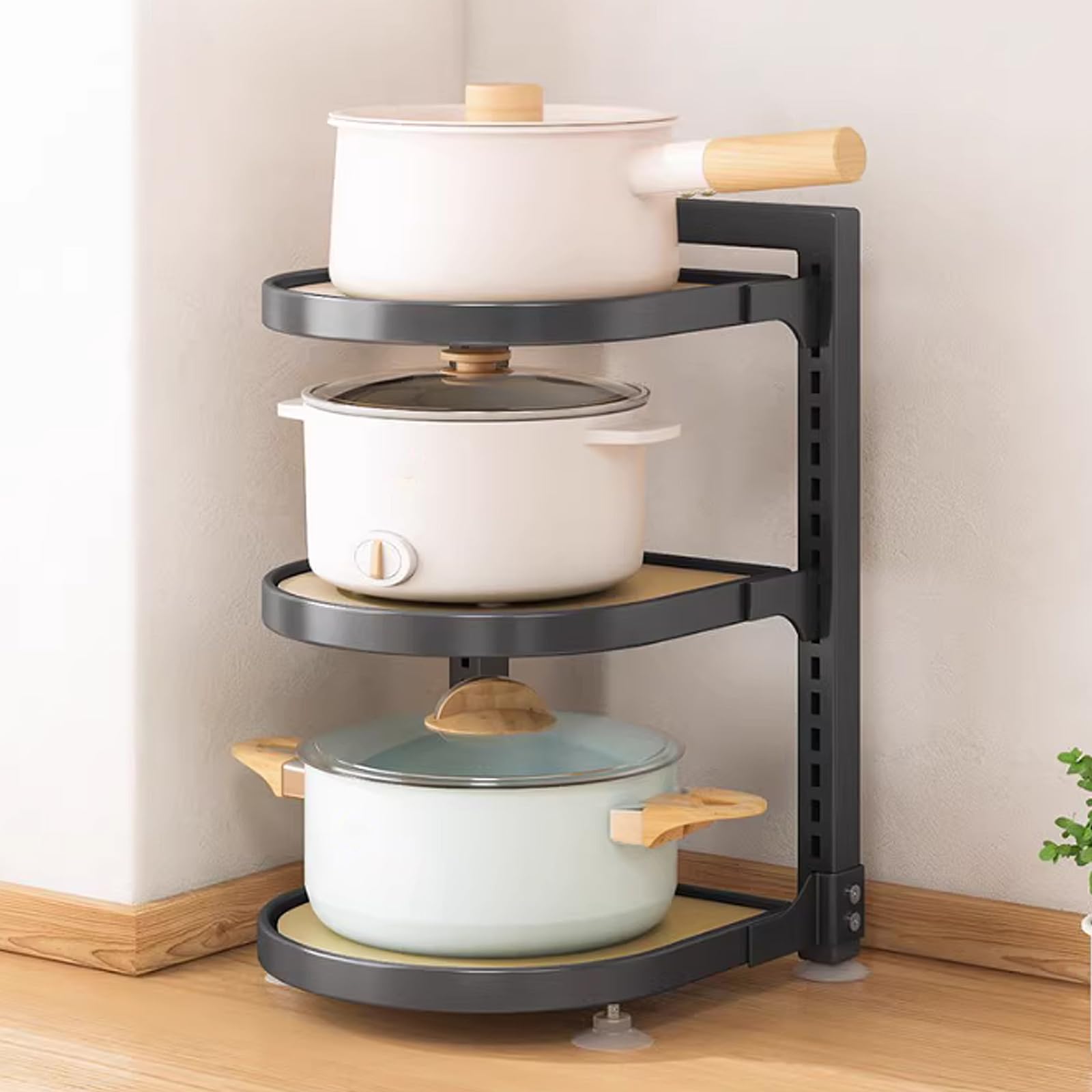 KMQRDZi Presine, organizer per padelle, da cucina, da cucina, da cucina, da cucina, da cucina, da cucina, a sfalsato, a 3 ripiani, regolabile