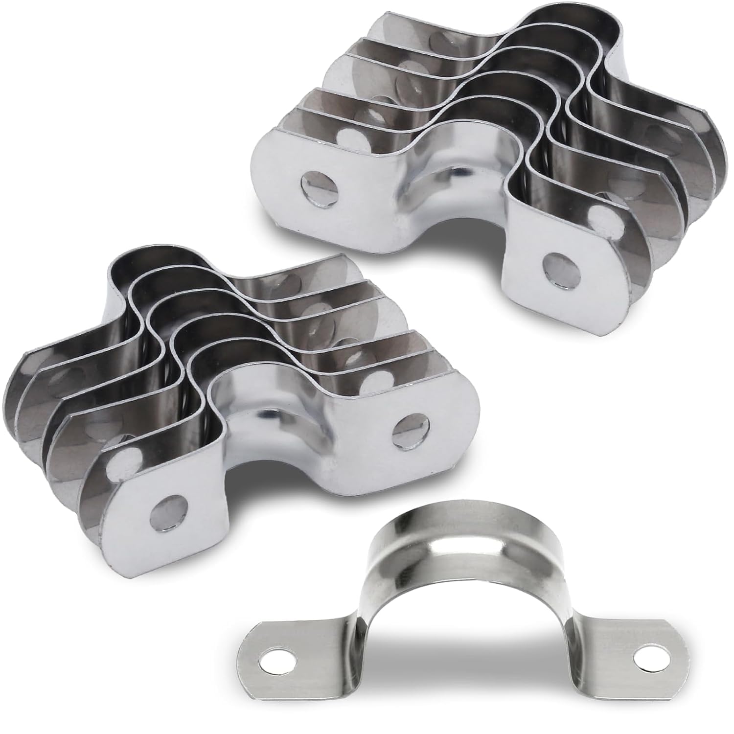 Storp® Stainless Steel Conduit Clamps, Two Hole Strap U Bracket Rigid Pipe Strap Metal U Clamp Conduit Strap Tension Clips U-tube Clamp Heavy Duty 10pcs-image-21