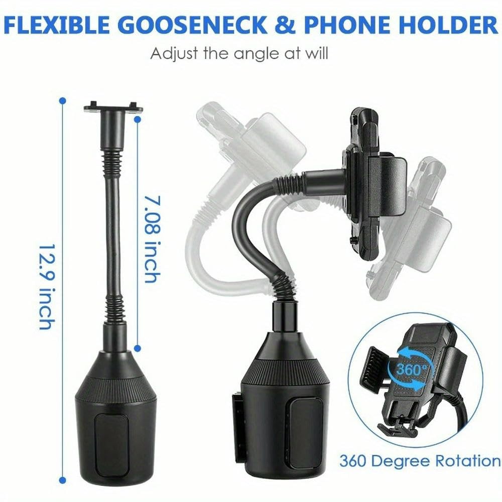 Supporto per Telefono da Auto Regolabile a 360° ZBDZSW - Portabicchieri Sicuro e Flessibile per Tutti Gli Smartphone, Facile Accesso alla Ricarica
