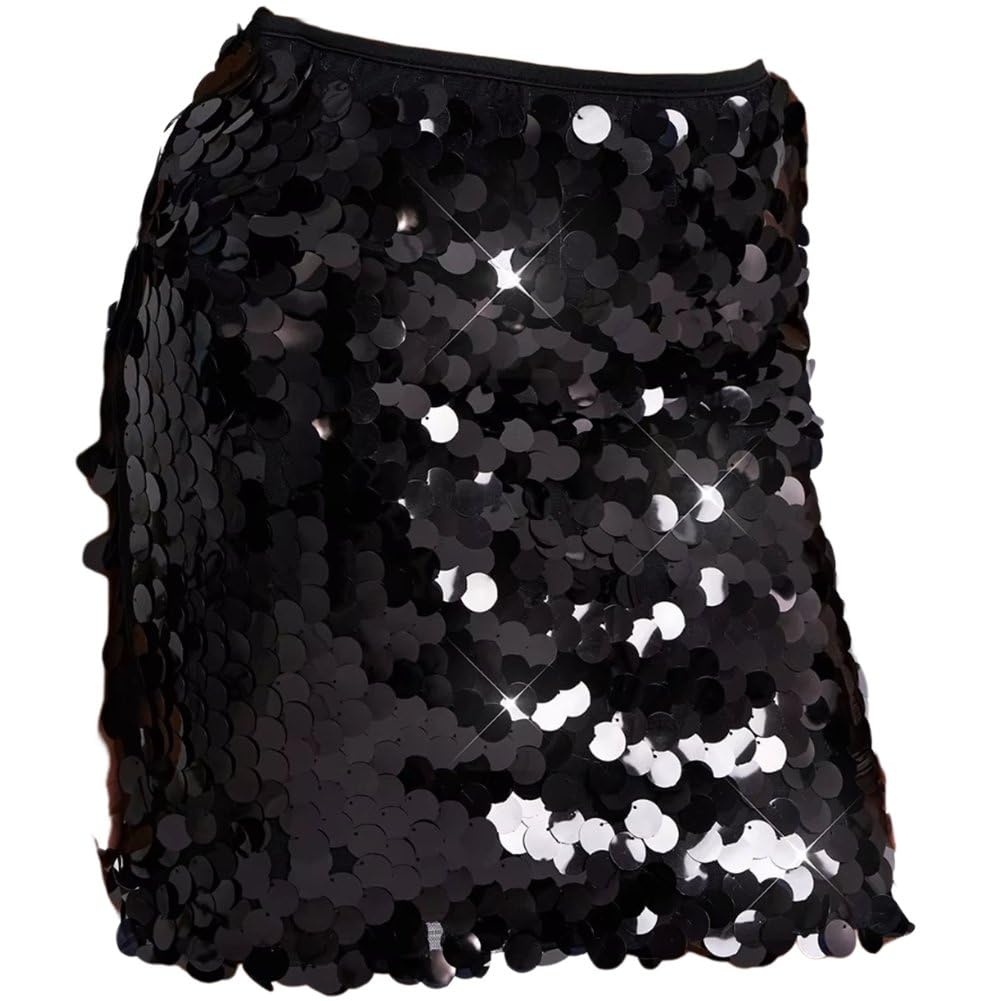 Jupe courte à sequins scintillante avec taille élastique confort