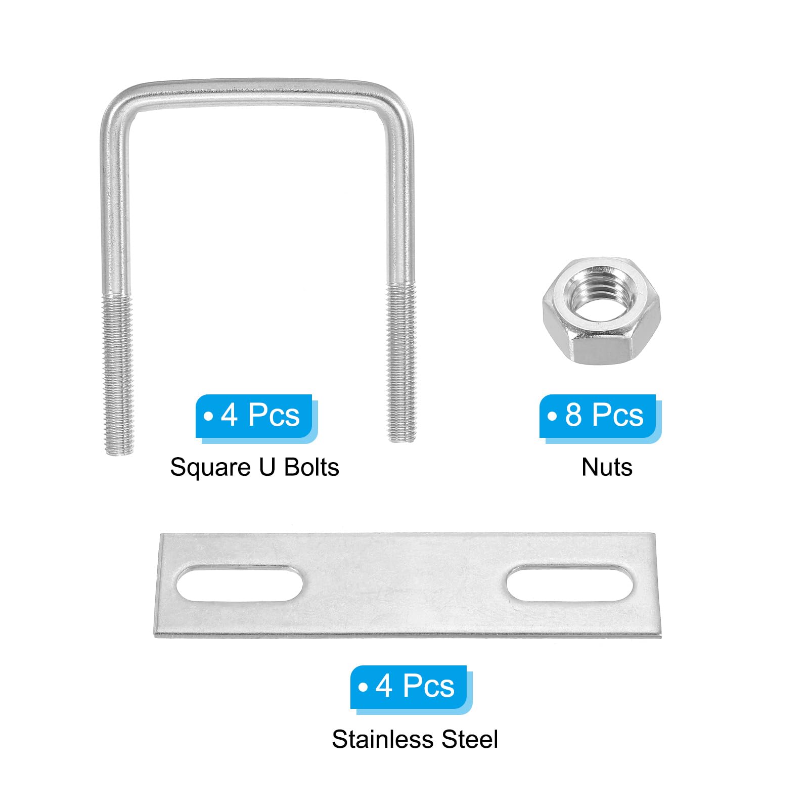 PATIKIL M8x60x80mm Square U-Bolts Kit - Image 3
