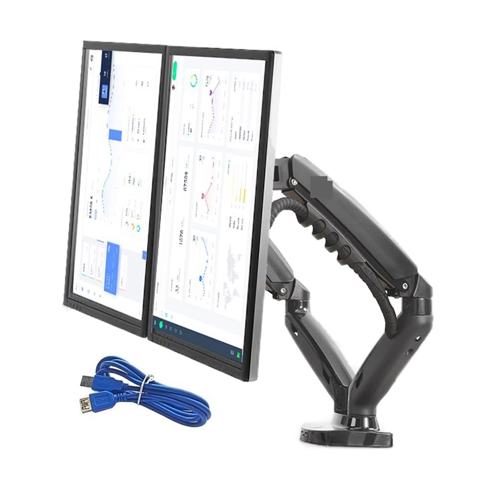 Aioneer Screen Stand, Nb F160 Dual Monitor Holder Full Motion Dual Arm Monitor Support 17-30 Inch Monitor Mount Bracket Load 2-9 Kgs Each-F160 with 1xUSB3.0-1