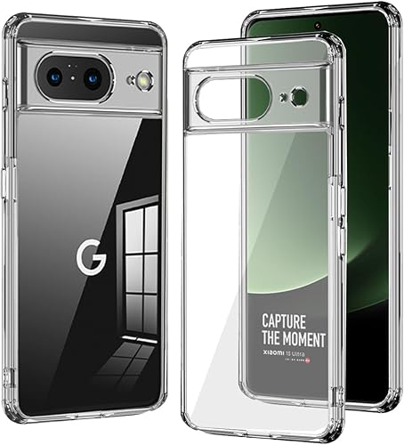 Pixel 8 Funda transparente de TPU suave absorción de impactos delgada, ligera, a prueba de golpes, funda protectora híbrida compatible con Google