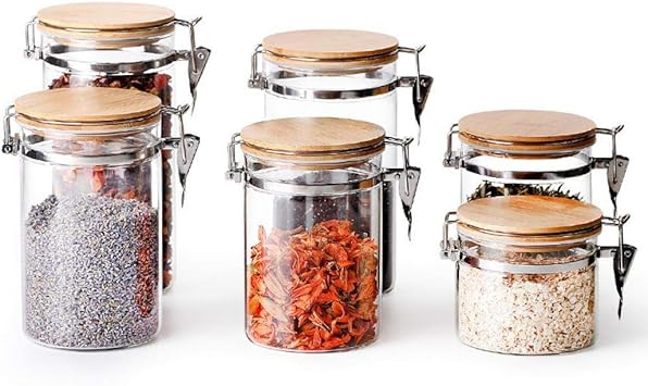 Amazon Co Jp ガラス保管瓶漏れ防止ガスケット付きの気密ヒンジ付き蓋 広口フードコンテナー ジャム スパイス コーヒー 砂糖 ハーブを無駄なく気密に保持 ホーム キッチン