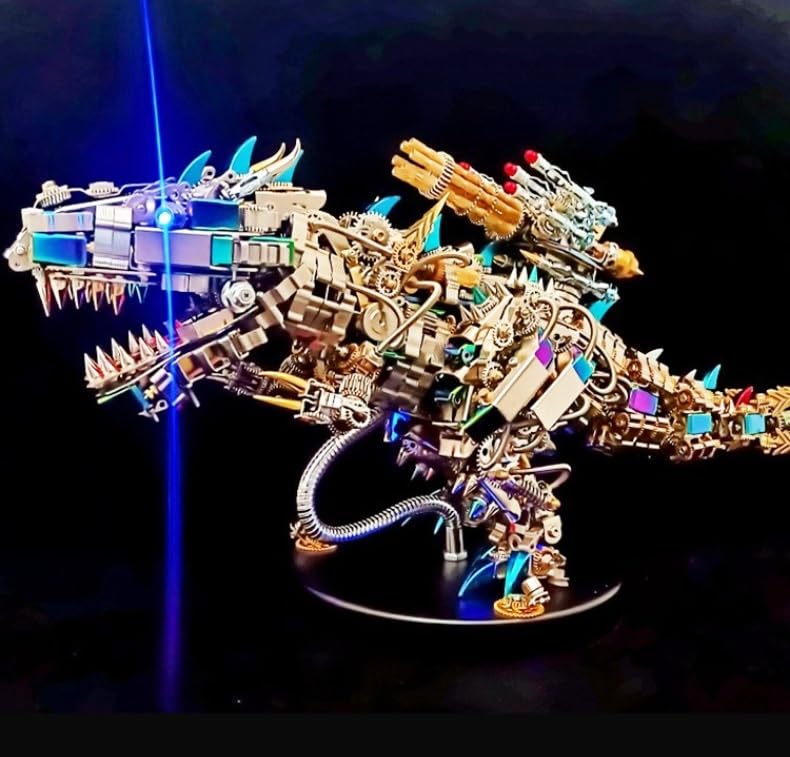 Metalowe puzzle 3D dla dorosłych, zestaw modeli do składania mechanicznego smoka, ze światłem LED, łamigłówka do samodzielnego wykonania, dla dorosłych, idealny prezent urodzinowy.
