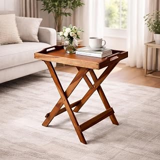 WIQOWEG Foldable Dorm Bedside Table Wooden End Table, Couch Side Table Nightstand, Slide Under Sofa Table, Easy Assembly A Price In India